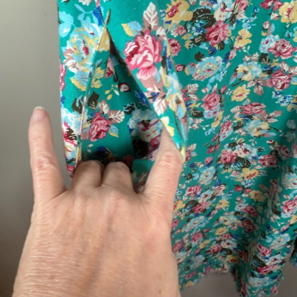 Umgee High Low Frayed Hem Linen Blend Floral Dress Size XL Boho Cottage Western - Picture 7 of 9